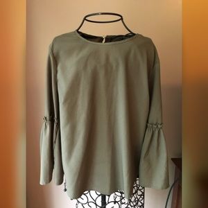 Forever 21 Army Green Bell Sleeve Top